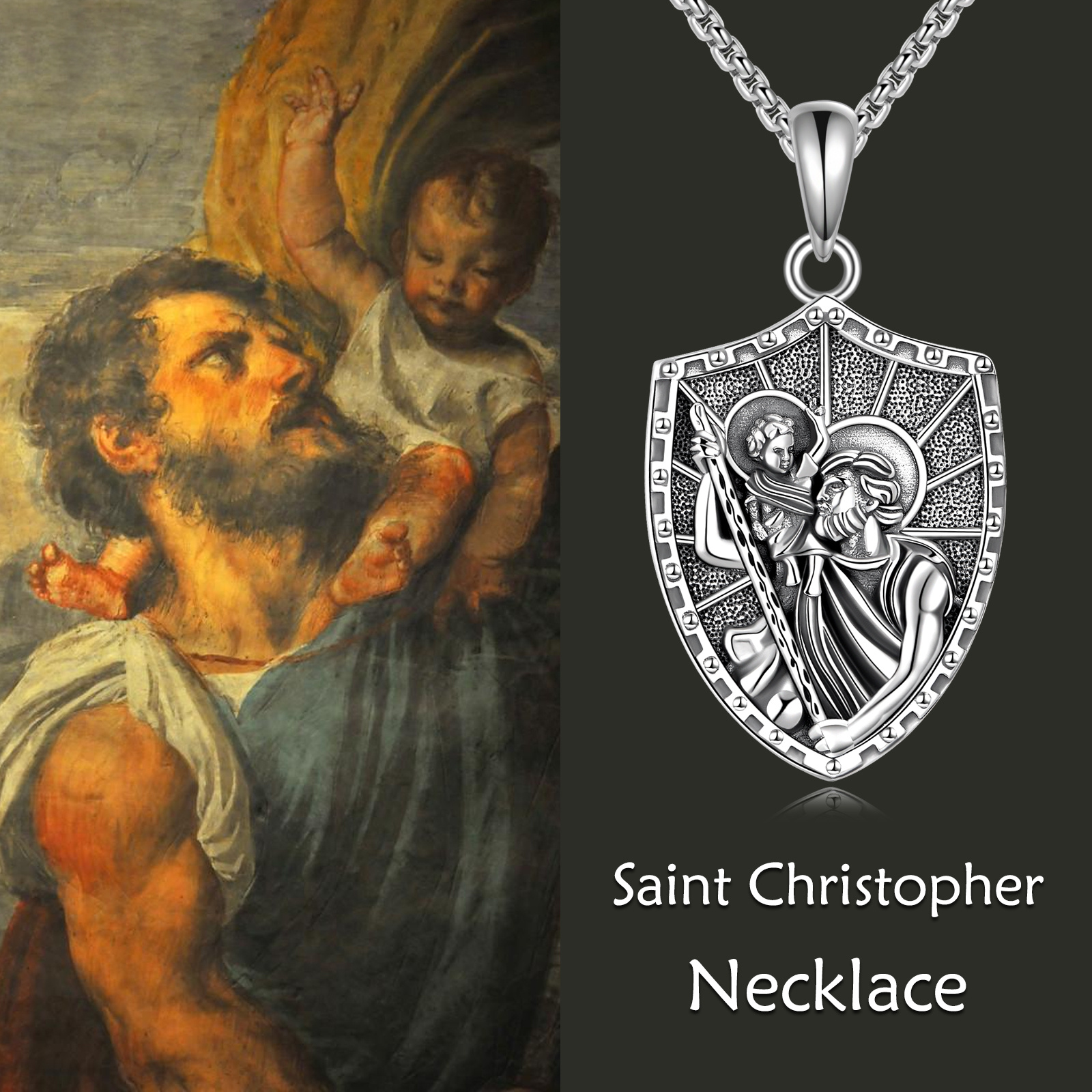925 Sterling Silver Saint Christopher Necklace, Meaningful Gift